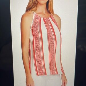 Vince Camuto Jacquard Stripe Halter Tank - Size L